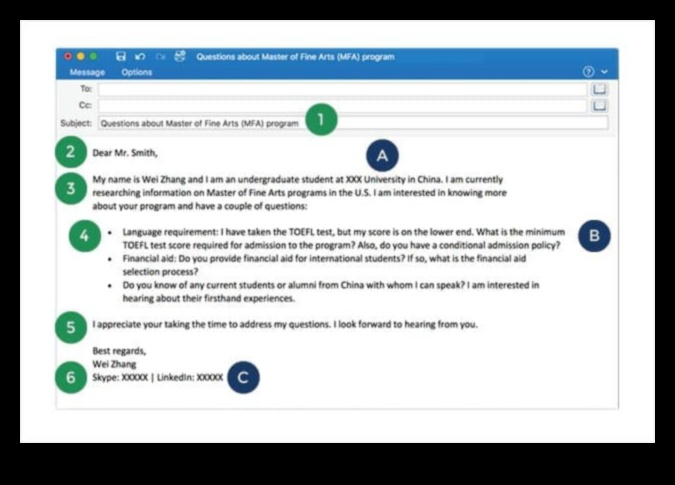 how to write an email to the admissions office